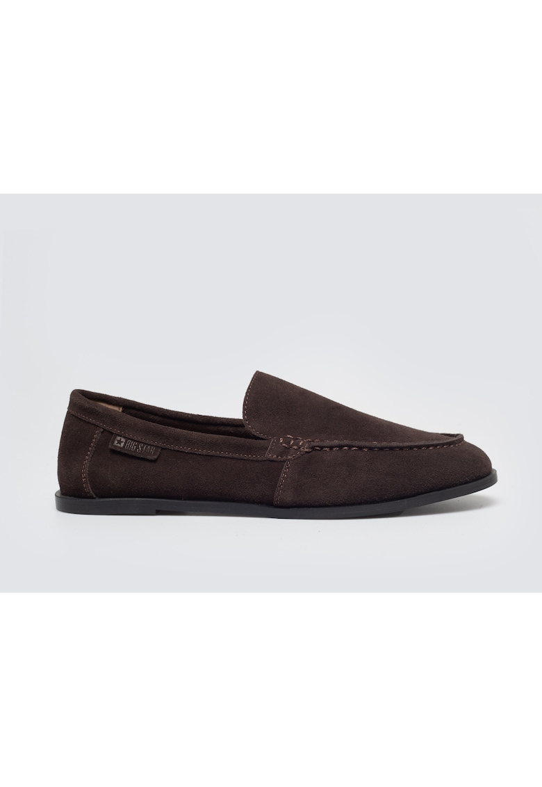 Pantofi tip loafer din piele intoarsa - Maro