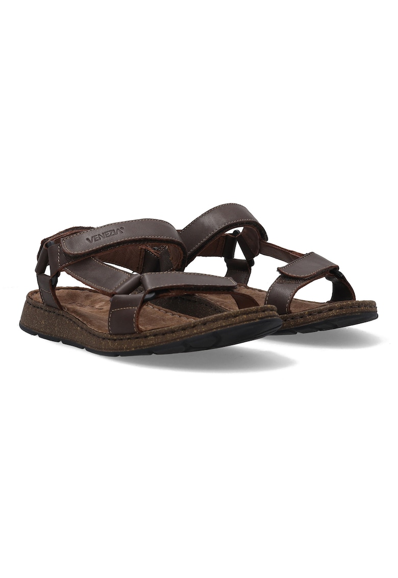 Sandale din piele nabuc cu talpa joasa -