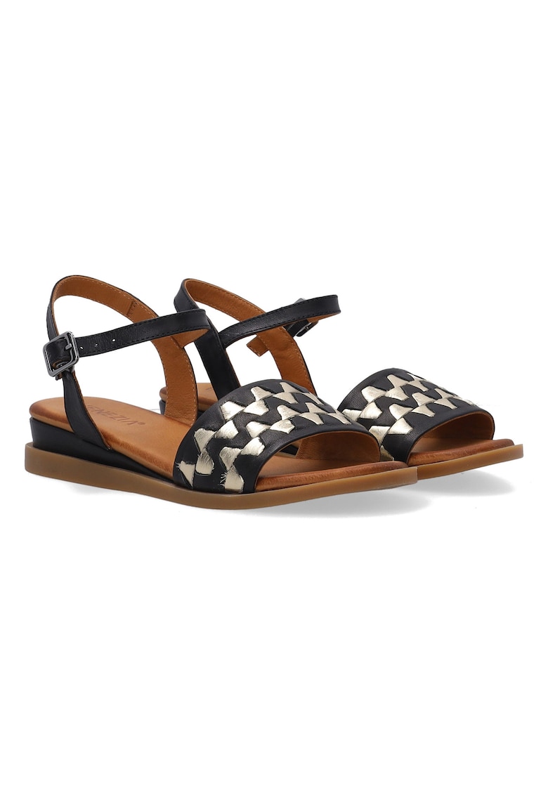 Sandale din piele cu model geometric