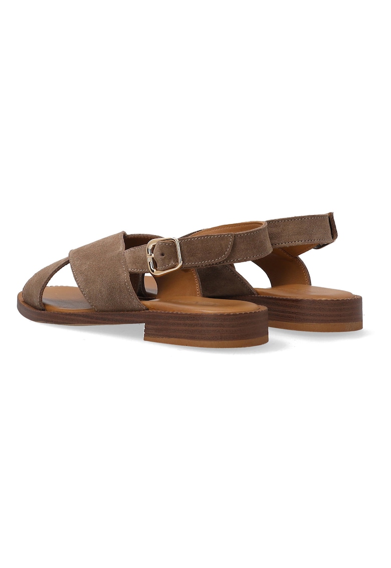 Sandale din piele intoarsa cu design in X
