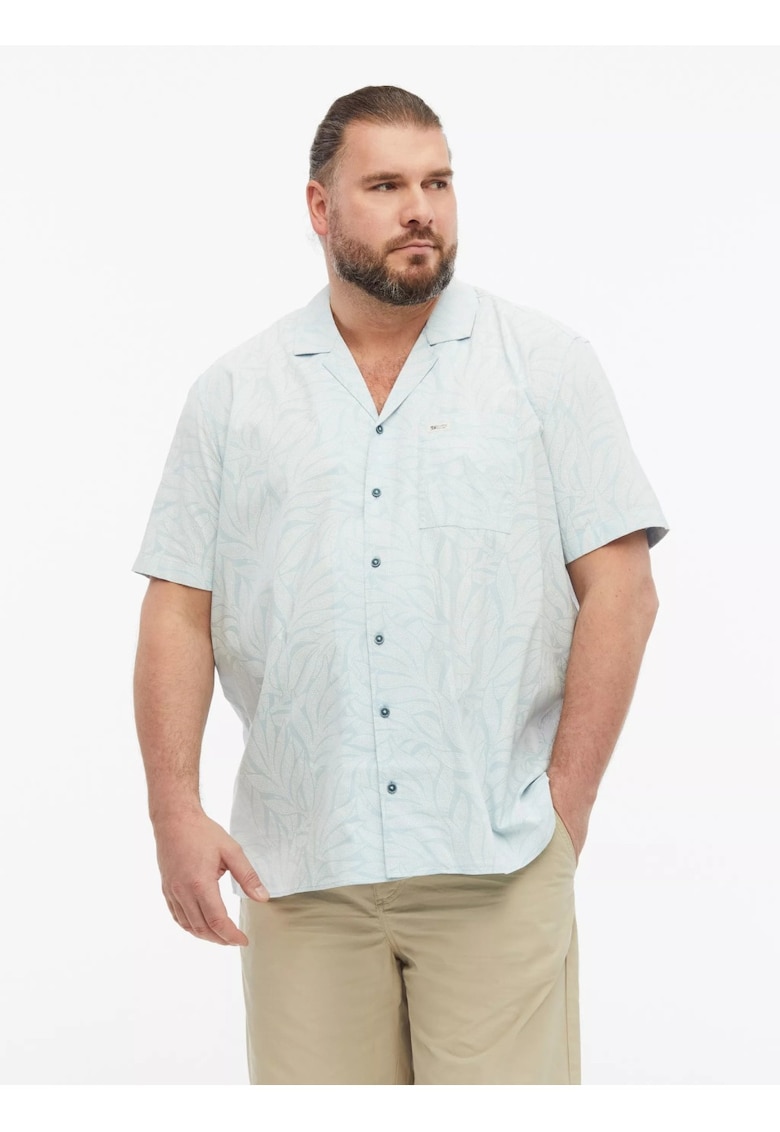 Big Sizes Camasa cu imprimeu floral - barbati big sizes - din amestec de bumbac - Resort fit - Albastru deschis