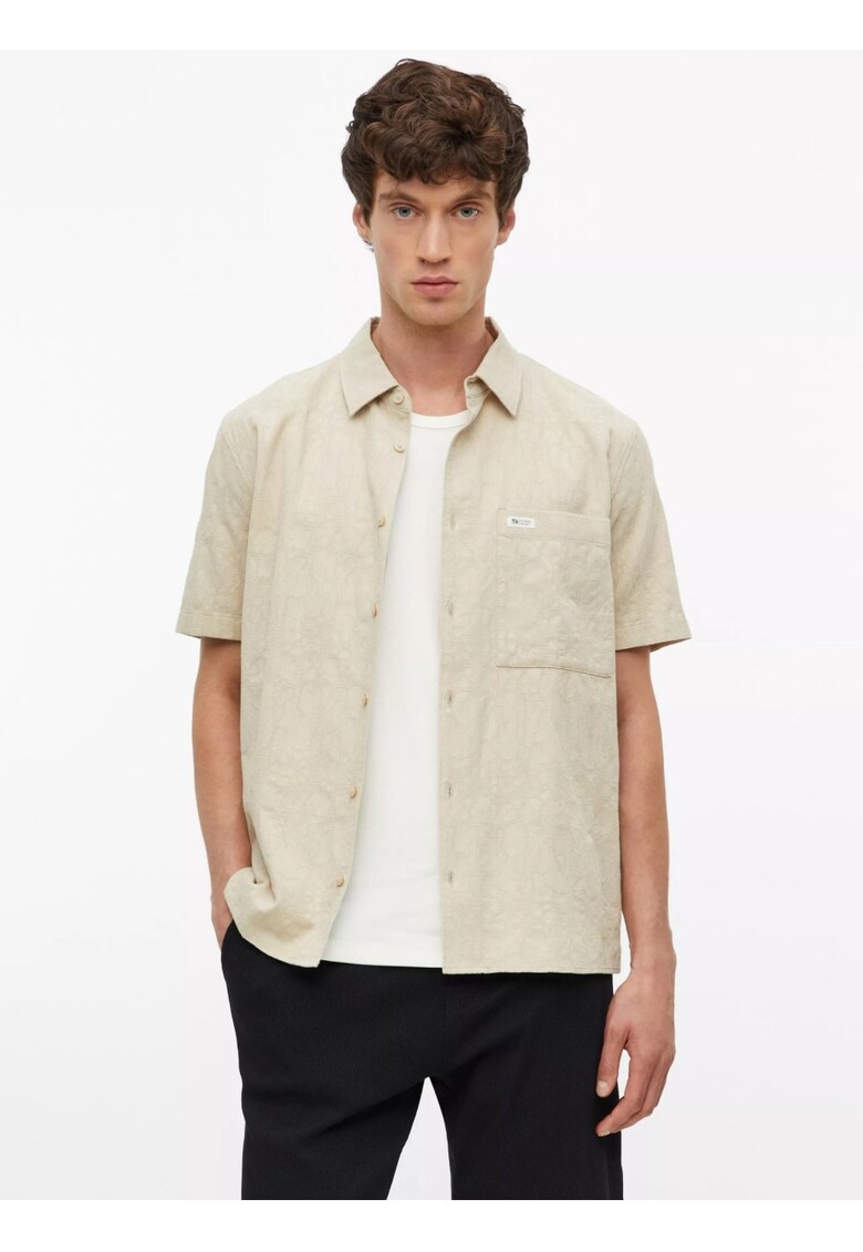 Camasa barbati cu model - din bumbac - Relaxed fit - Bej