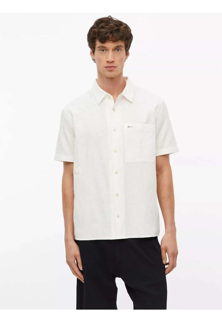 Camasa barbati cu model - din bumbac - Relaxed fit - Alb