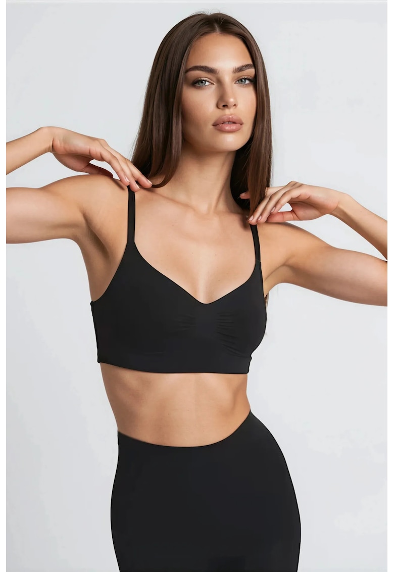 Lenjerie modelatoare - bustiera premium fara cusaturi - neagra - 82% nailon - 18% elastan