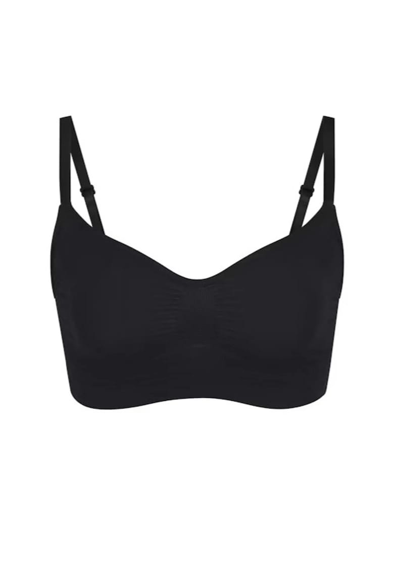 Lenjerie modelatoare - bustiera scurta - talie inalta - neagra - tricot fara cusaturi