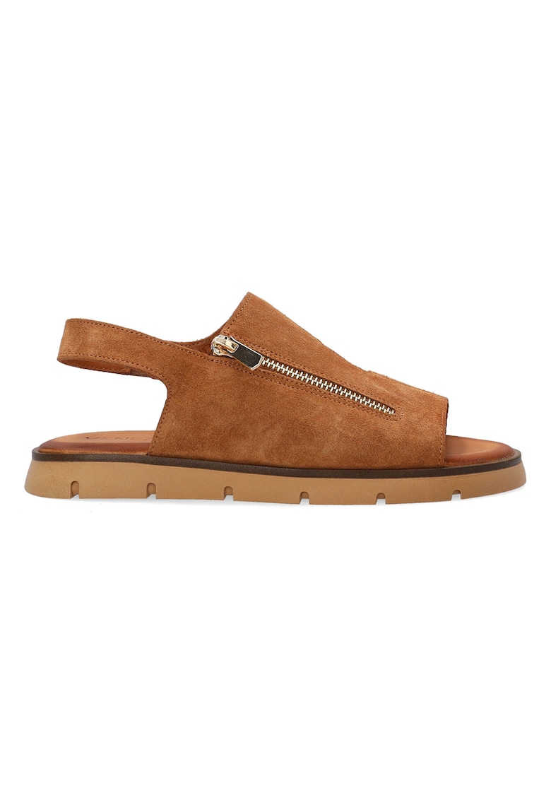 Sandale slingback din piele intoarsa cu fermoar