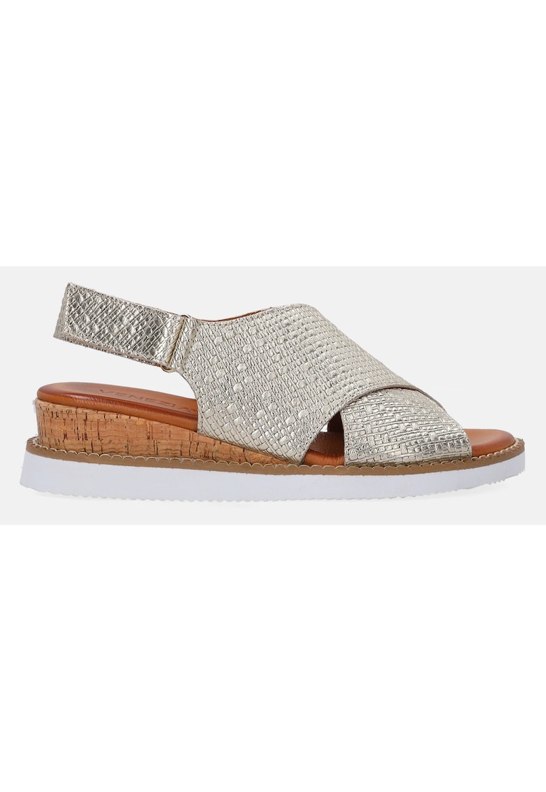 Sandale wedge din piele naturala cu barete incrucisate