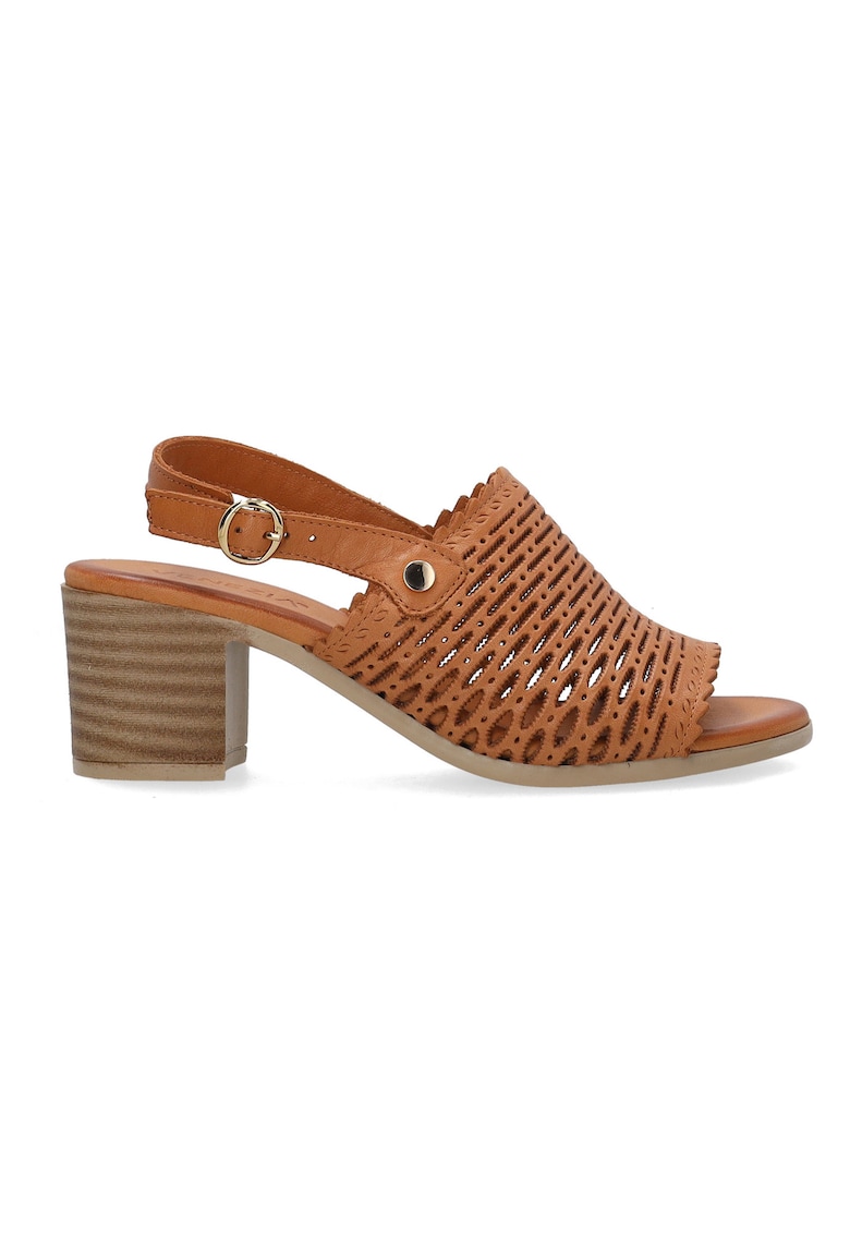 Sandale slingback din piele - cu toc masiv