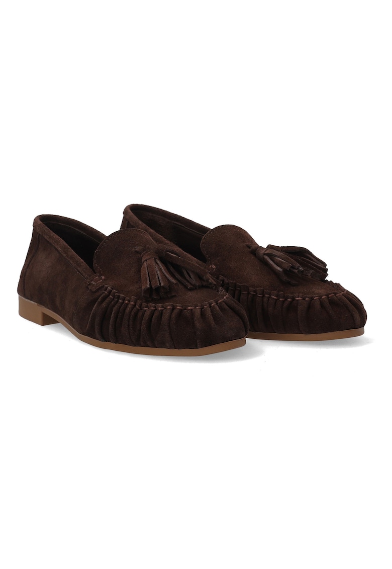 Mocasini din piele intorsa cu funda