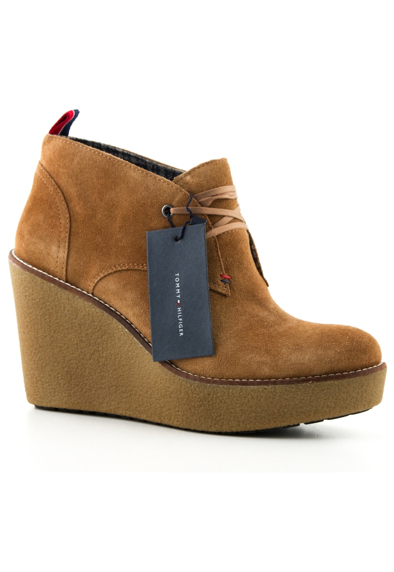 Ghete cu talpa wedge din piele intoarsa -