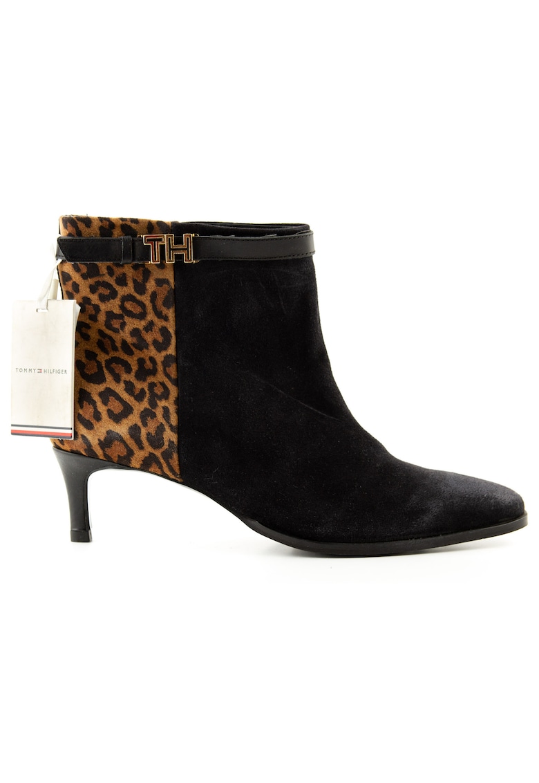 Botine din piele intoarsa cu animal print -