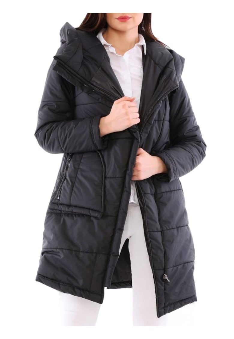 Geaca parka lunga cu gluga -