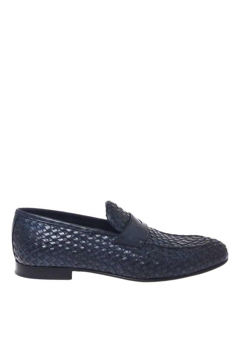 Pantofi loaferi texturati de piele - Albastru