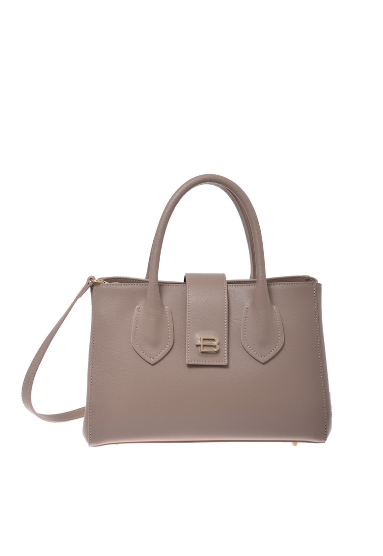 Geanta piele cu maner si bareta detasabila - Bej - 19x27x13