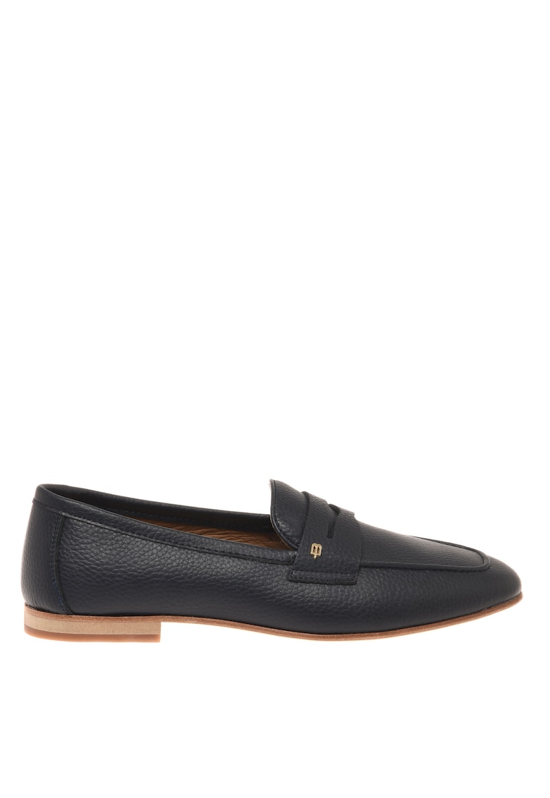 Pantofi loafer de piele cu varf patrat - Albastru