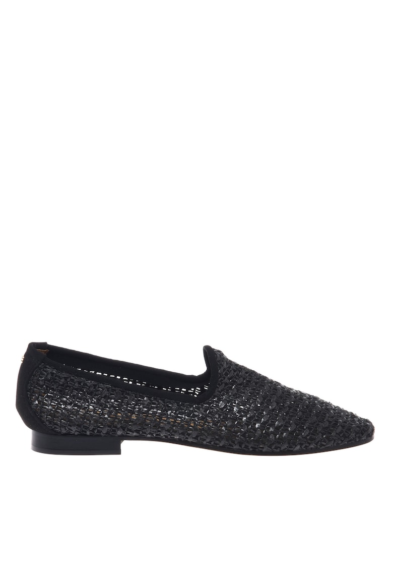 Pantofi loafer cu model uni si aspect impletit - Negru