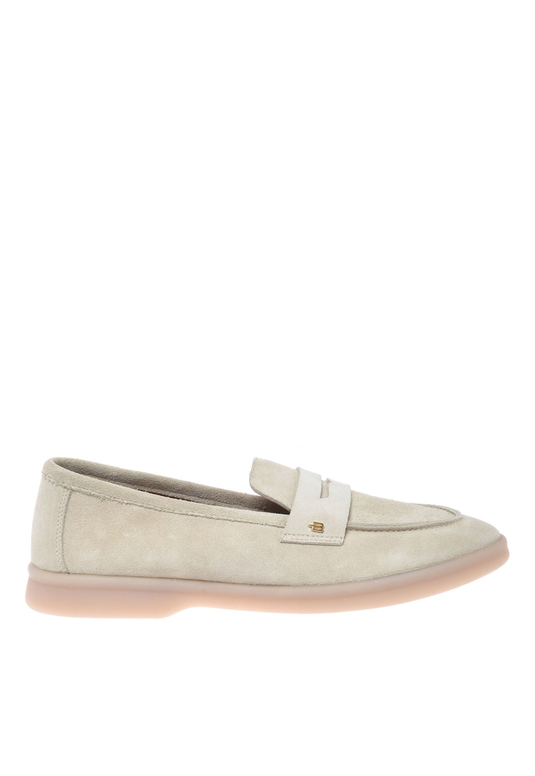 Pantofi loafer de piele intoarsa - Alb murdar