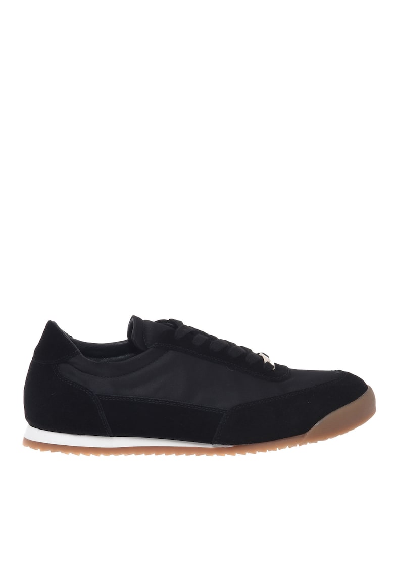 Pantofi sport din material textil cu garnituri de piele intoarsa - Negru