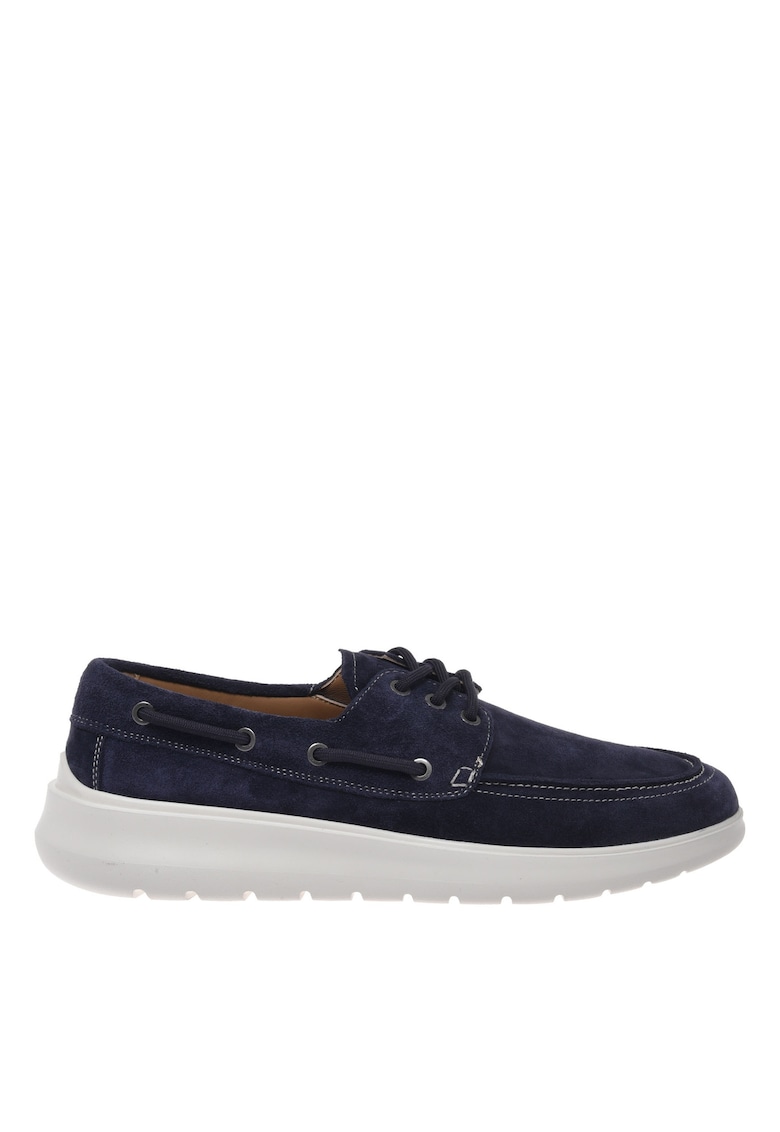 Pantofi loafer din piele intoarsa cu sireturi - Albastru