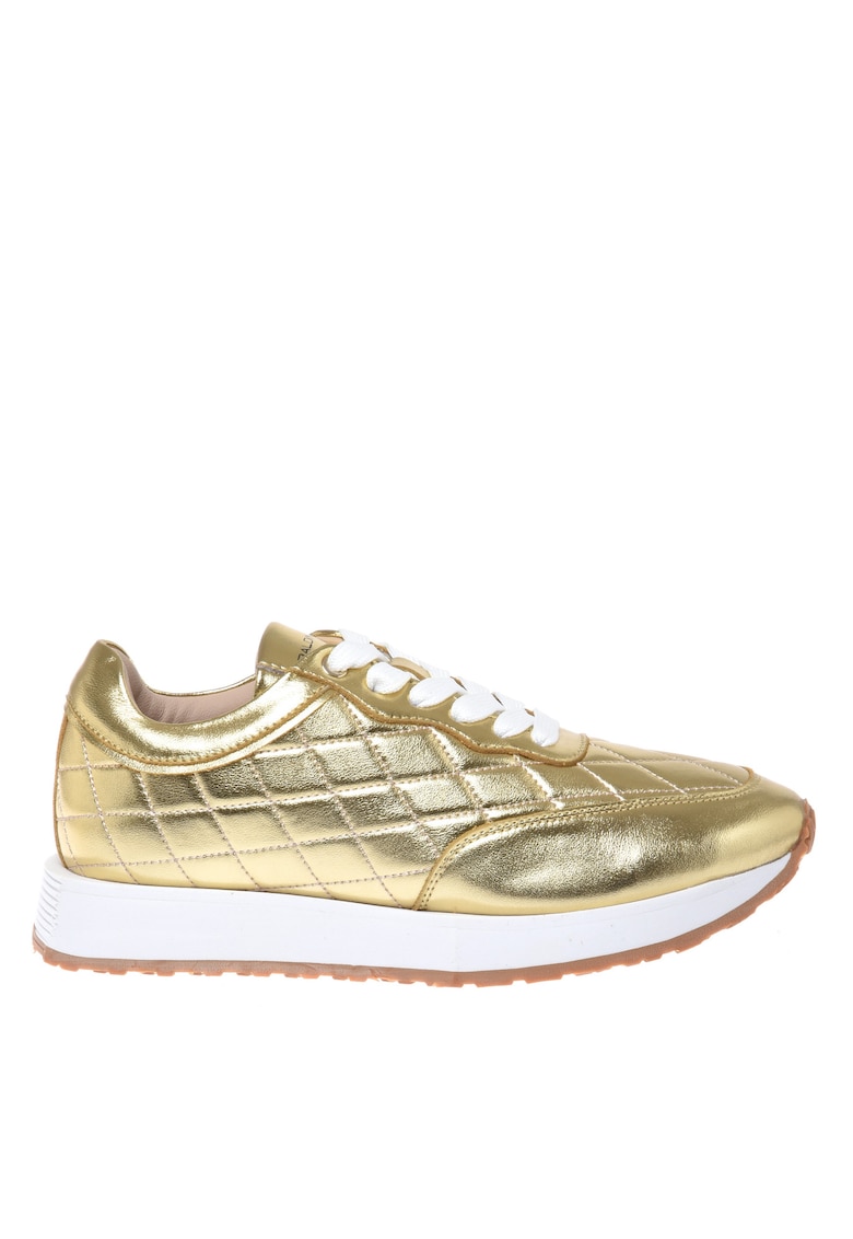 Pantofi sport din piele cu sireturi - Auriu