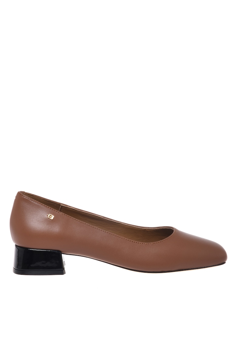 Pantofi din piele cu varf patrat - Maro