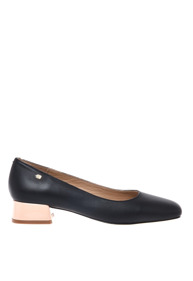 Pantofi din piele cu varf patrat - Negru