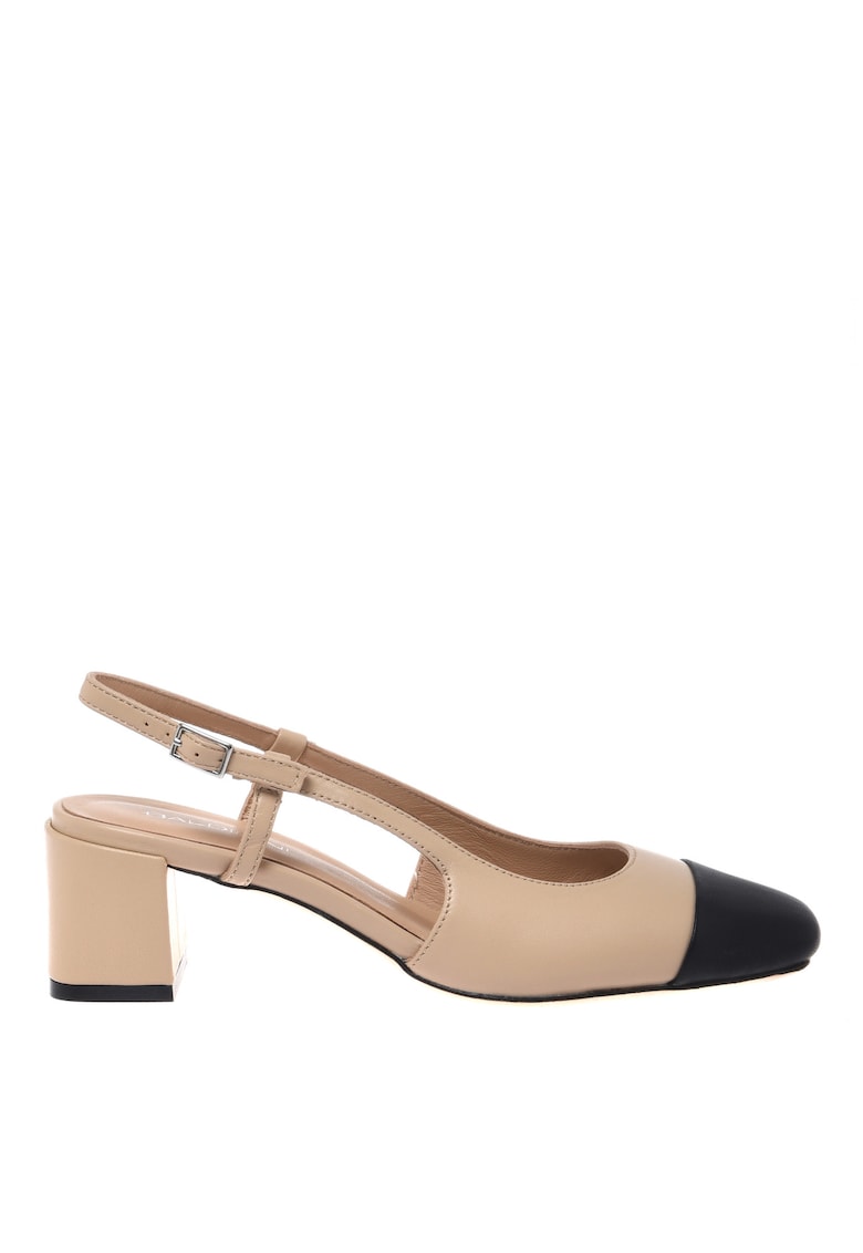 Pantofi din piele cu aplicatie cap-toe - Negru