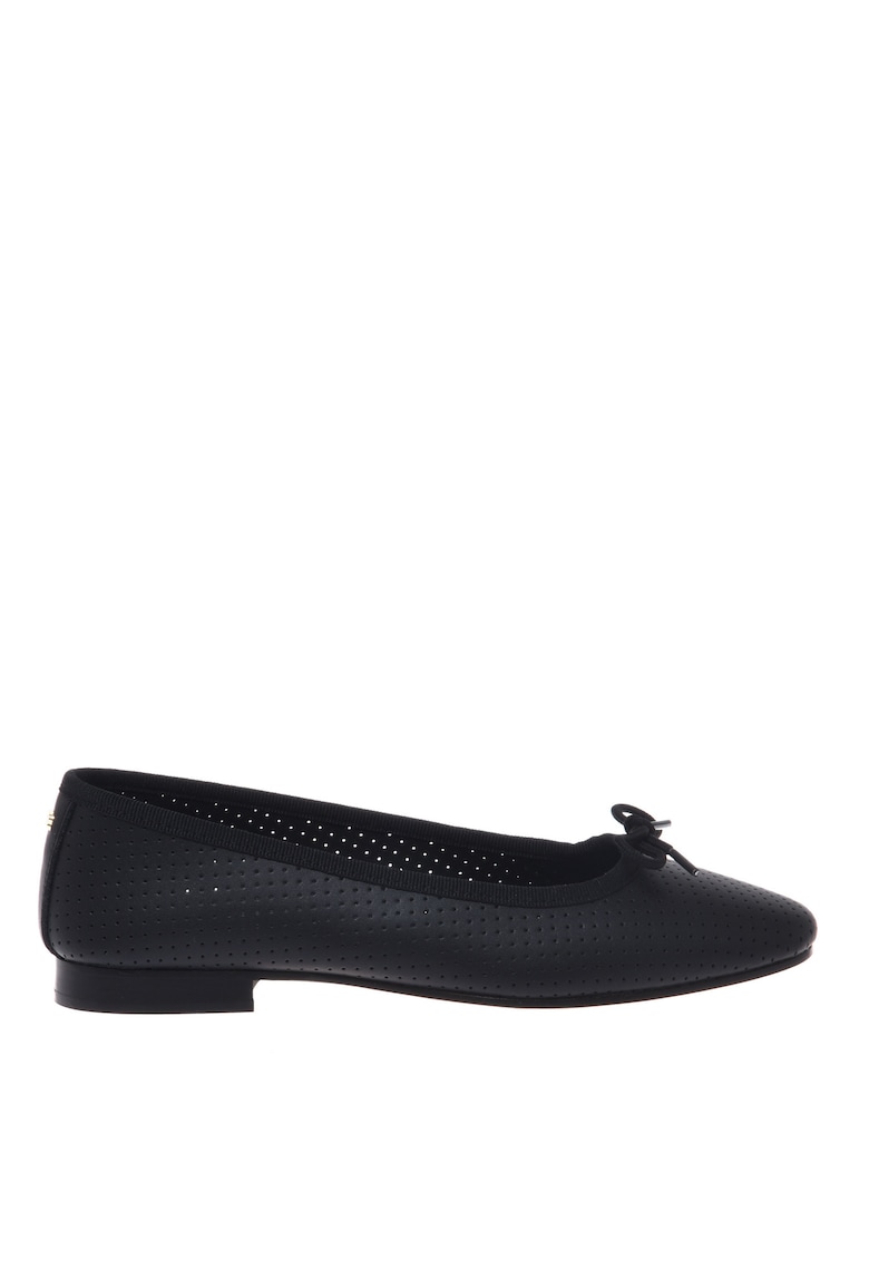 Balerini din piele cu model perforat - Negru