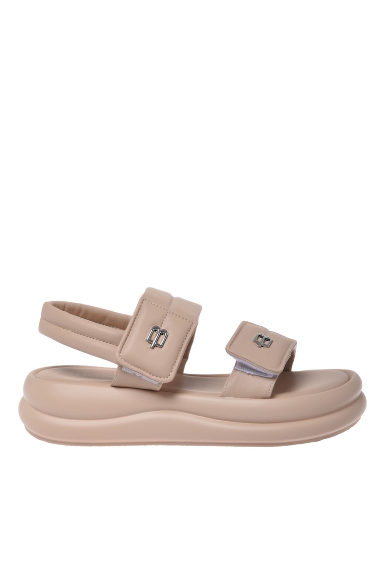 Sandale din piele ecologica cu velcro - Bej