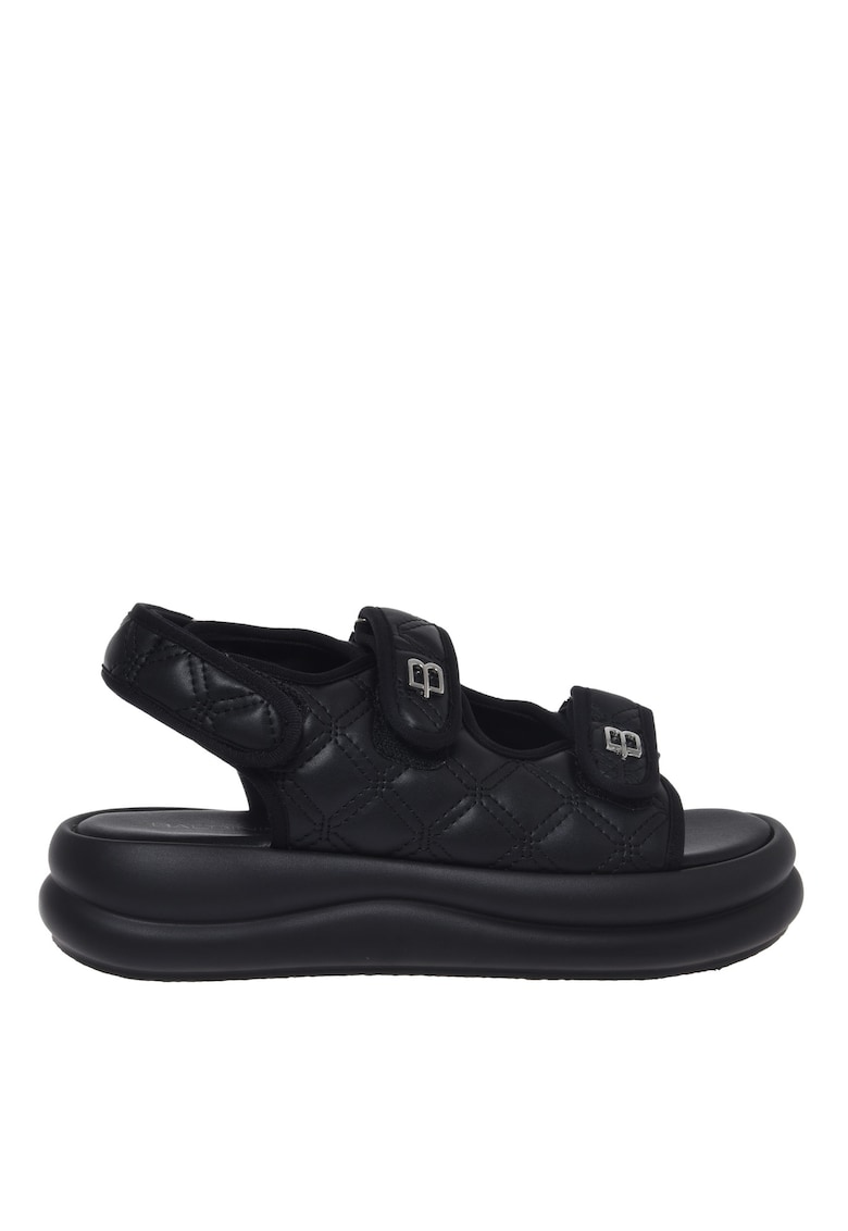 Sandale matlasate cu logo - Negru