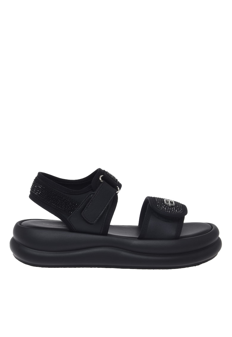 Sandale cu strasuri si velcro - Negru