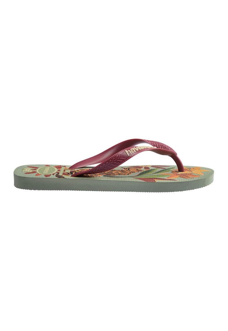 Papuci flip-flop unisex cu detaliu logo - Rosu prafuit