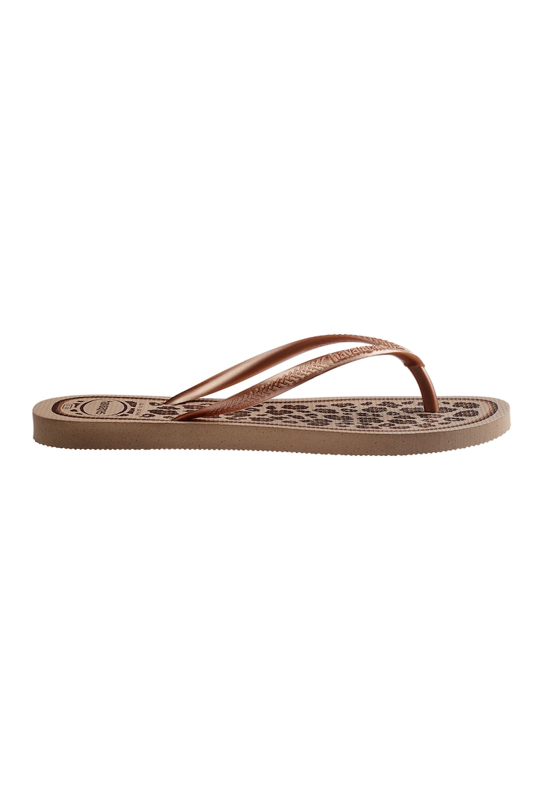 Papuci flip-flop cu model animal print - Nude rose