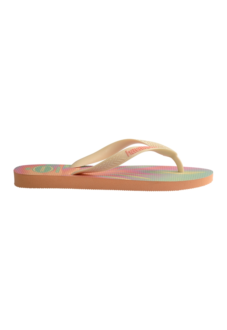 Papuci flip-flop cu bareta separatoare Top Fashion - Coral/Crem