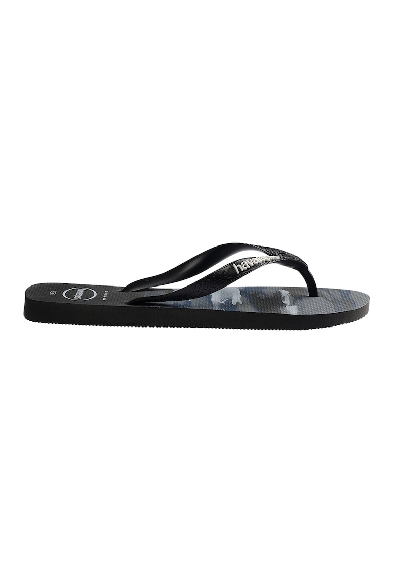 Papuci flip-flop cu model camuflaj Top - Alb/Negru stins