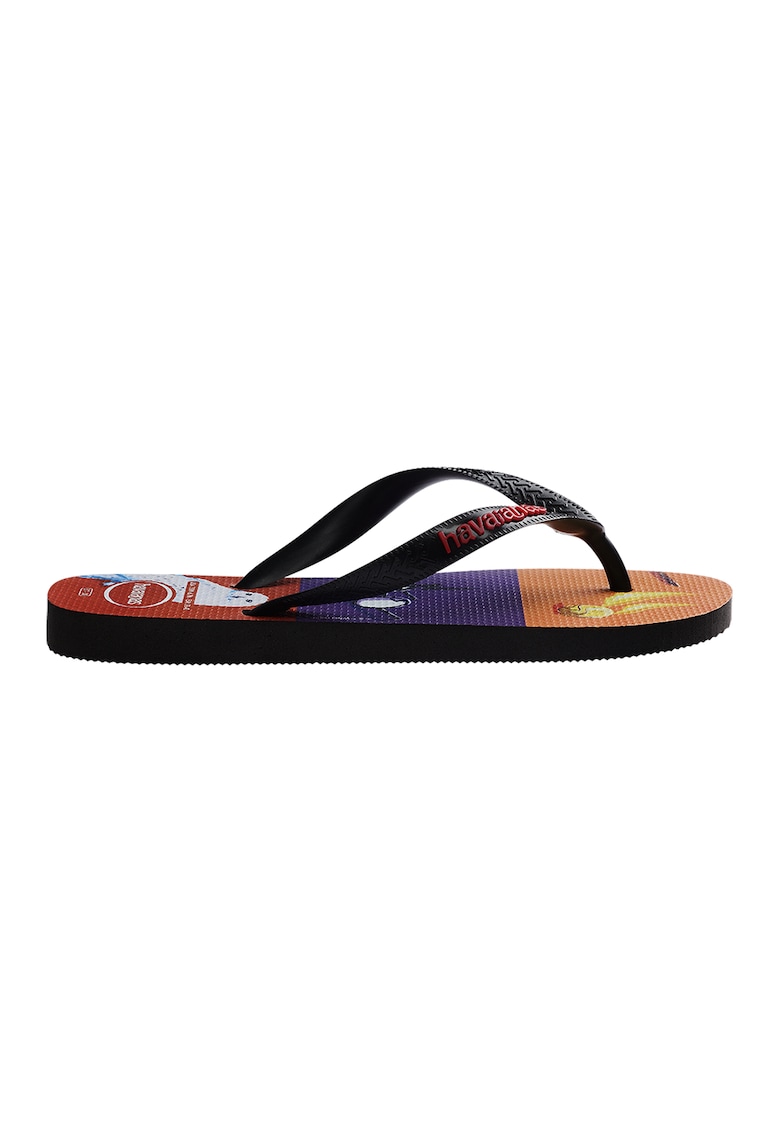 Papuci flip-flop cu imprimeu grafic - Negru/Rosu aprins