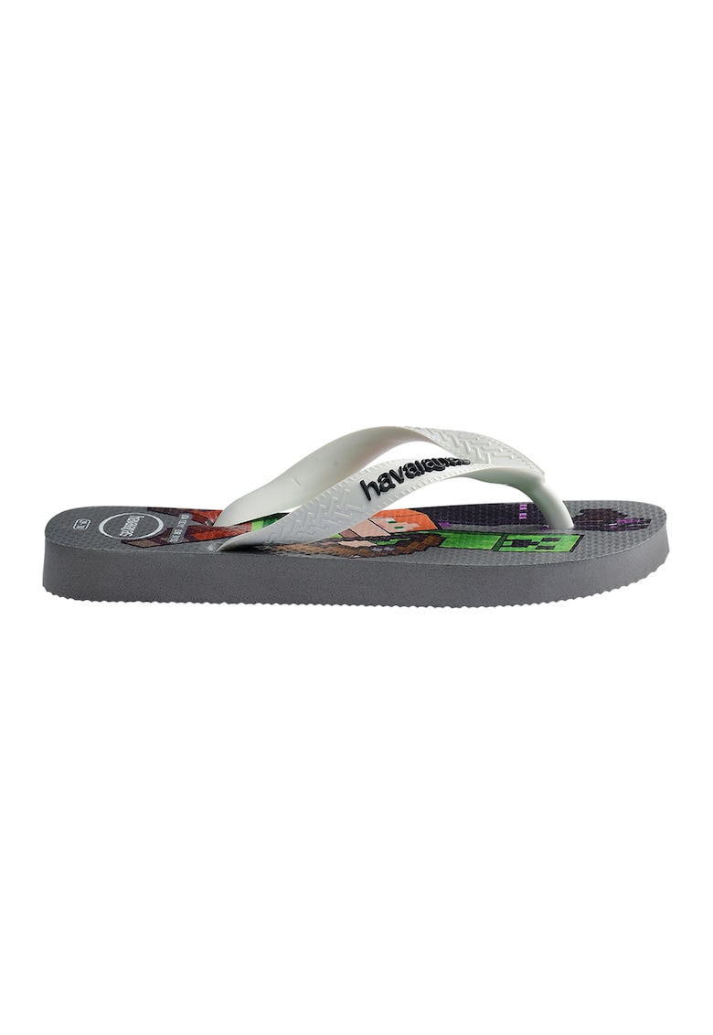 Papuci flip-flop din cauciuc Minecraft - Negru/Alb optic