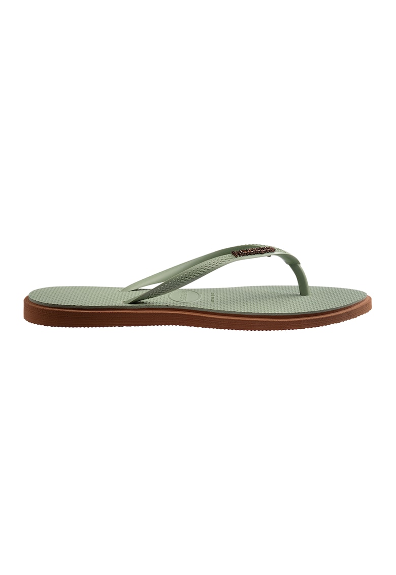 Papuci flip-flop cu logo - Maro Siena/Verde pastel