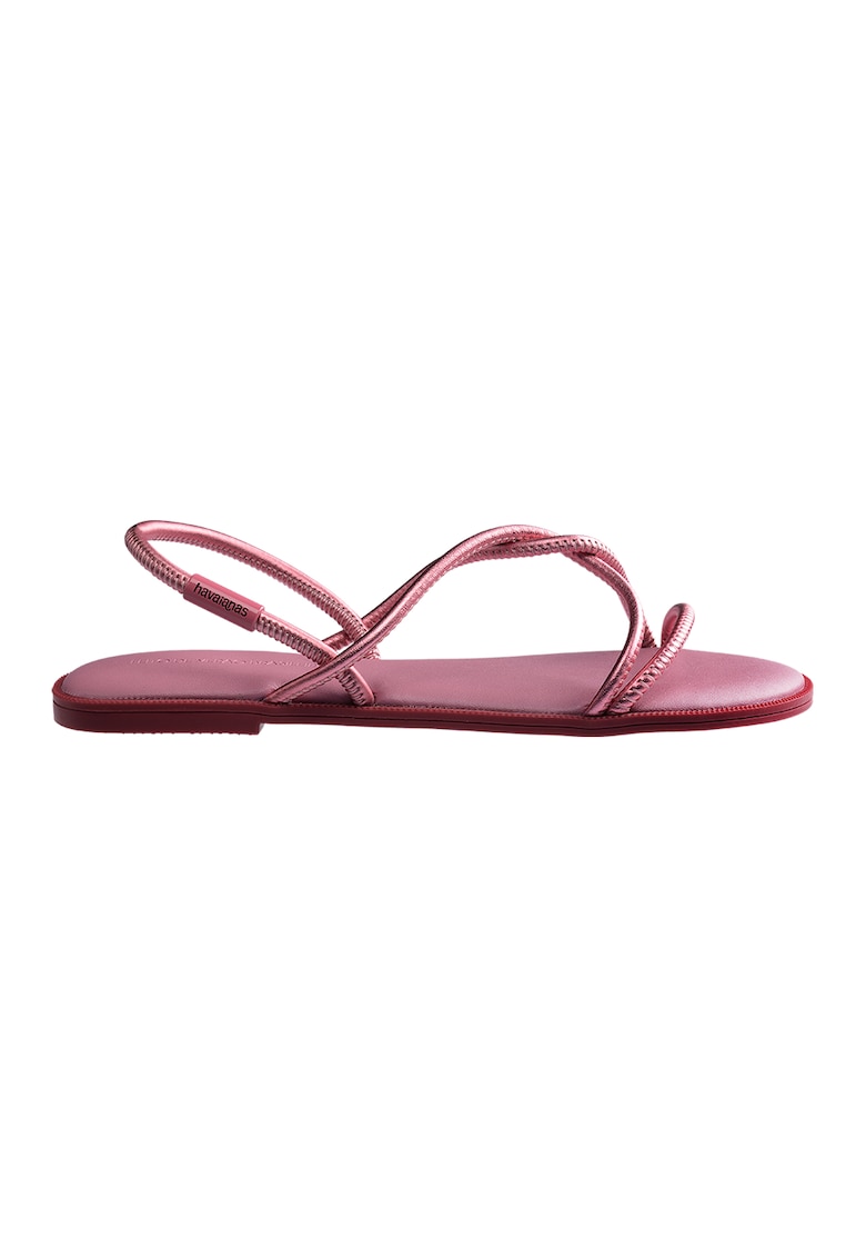Sandale cu talpa plata si barete multiple - Roz aprins