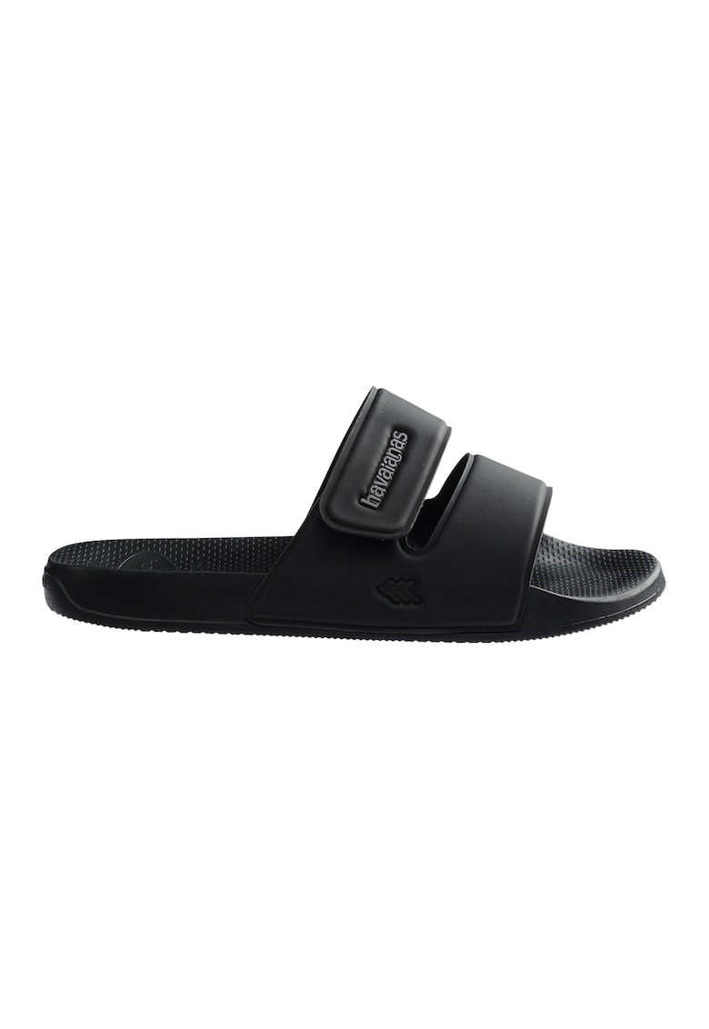 Papuci unisex cu detaliu logo - Negru/Gri deschis