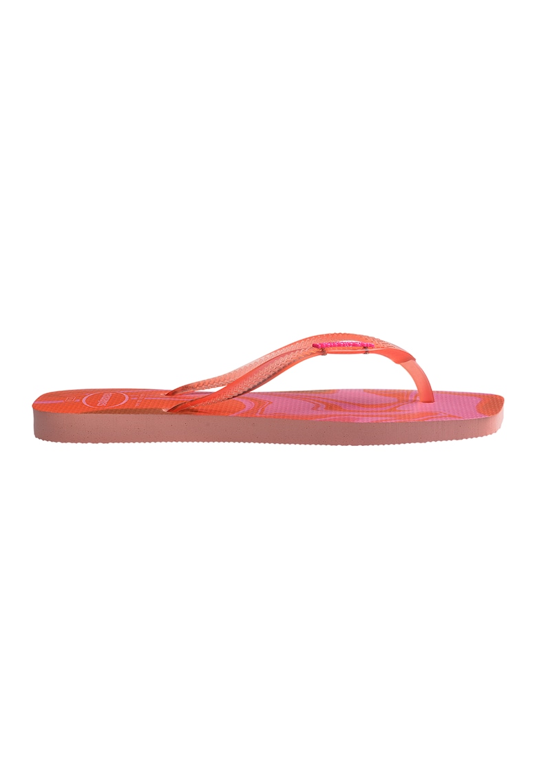 Papuci flip-flop cu detaliu logo - Roz neon/Coral