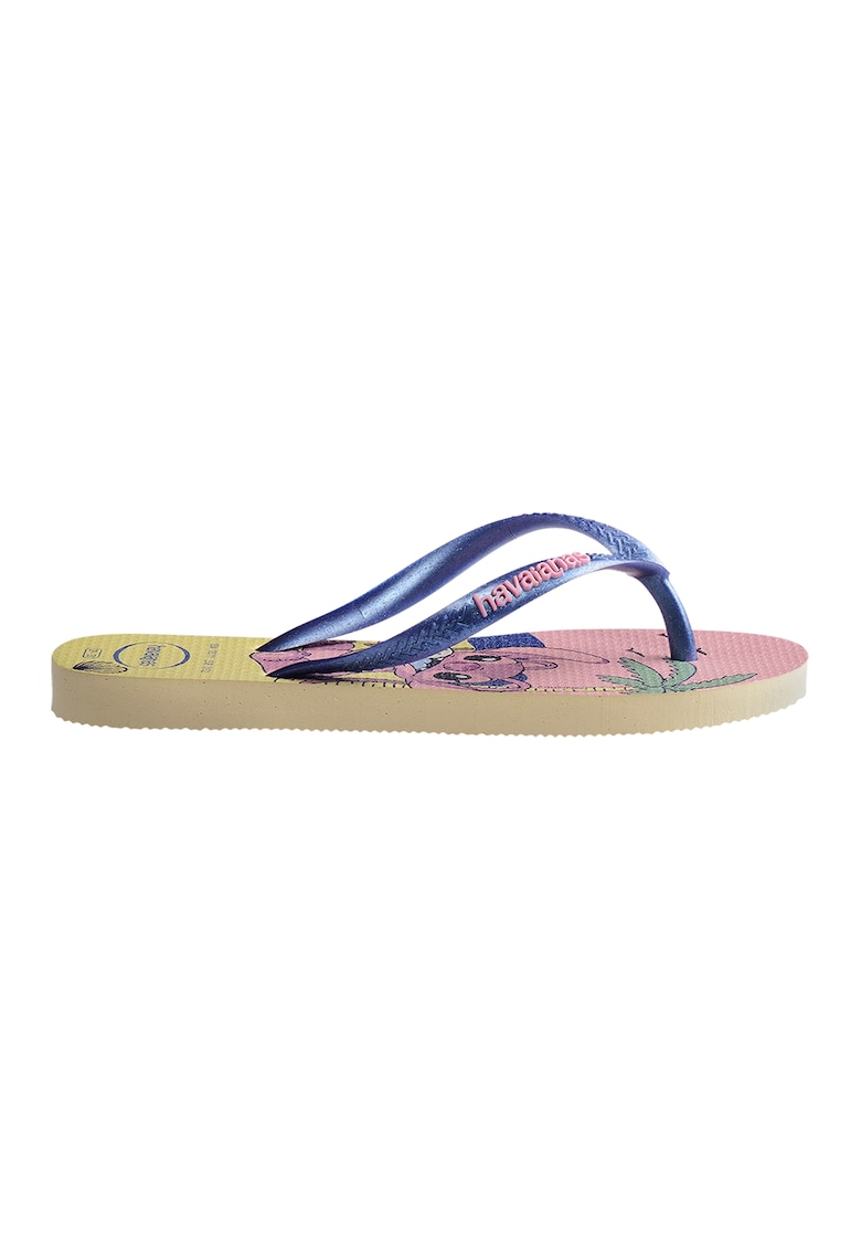 Papuci flip-flop cu imprimeu cu Stitch&Angel - Fucsia/Bleumarin