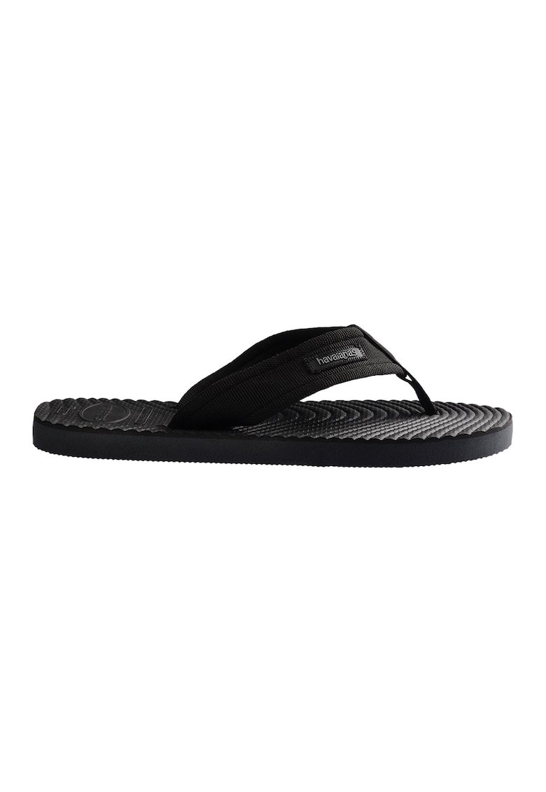 Papuci flip-flop cu detaliu logo - Negru stins/Gri antichizat