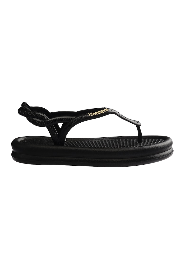 Sandale slingback cu bareta separatoare - Negru/Galben pastel