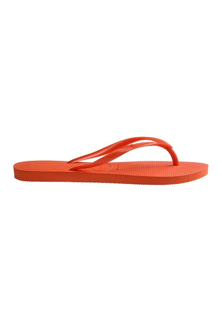 Papuci flip-flop cu logo in relief Slim - Portocaliu neon