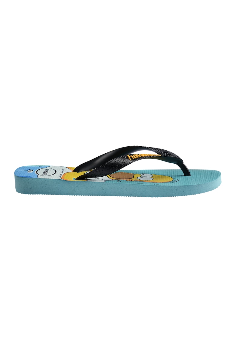 Papuci flip-flop cu model Simpsons - Negru/Portocaliu mandarina