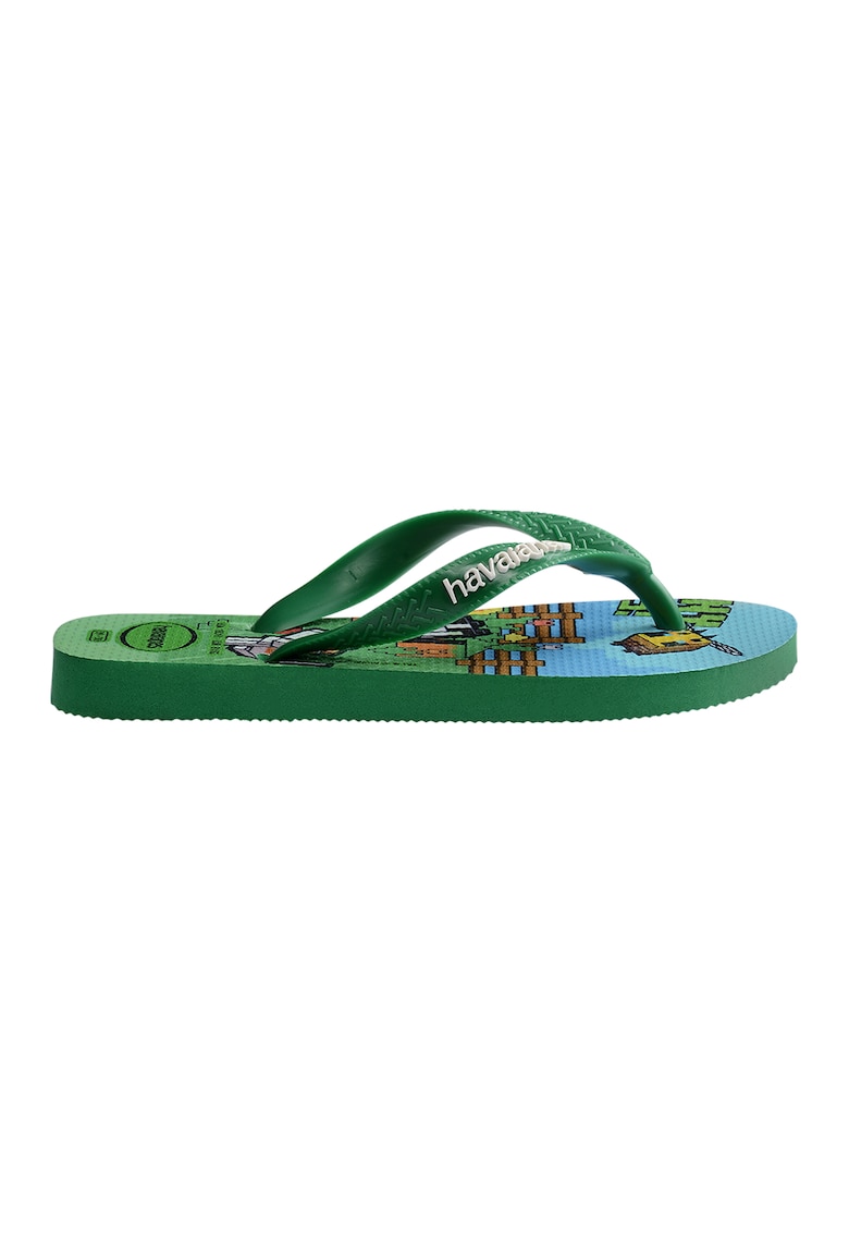 Papuci flip-flop din cauciuc Minecraft - Alb/Verde padure