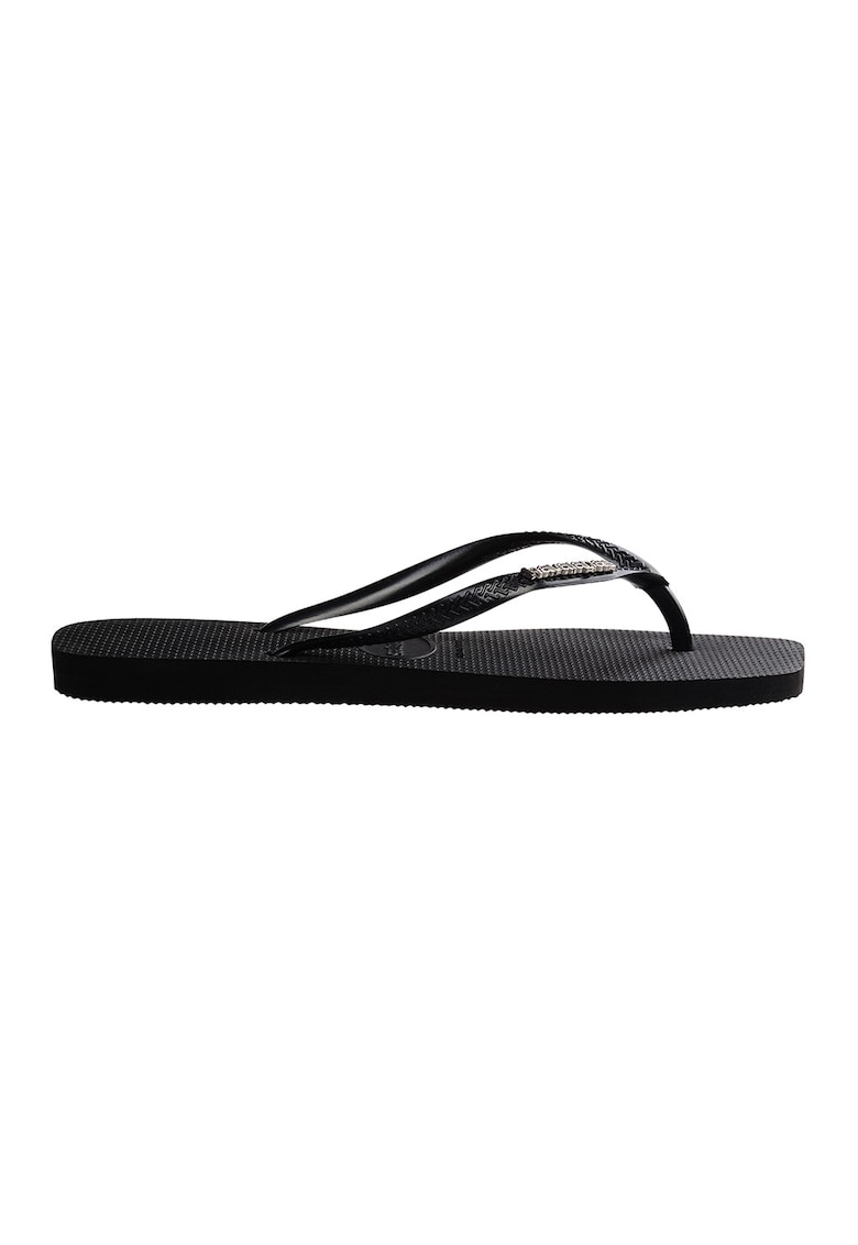 Papuci flip-flop cu logo - Negru/Argintiu deschis