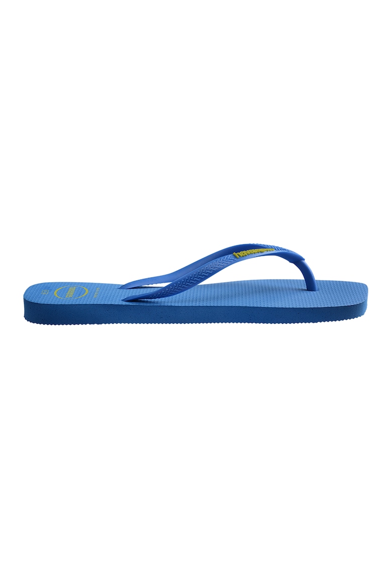 Papuci flip-flop cu logo - Albastru royal/Masliniu deschis