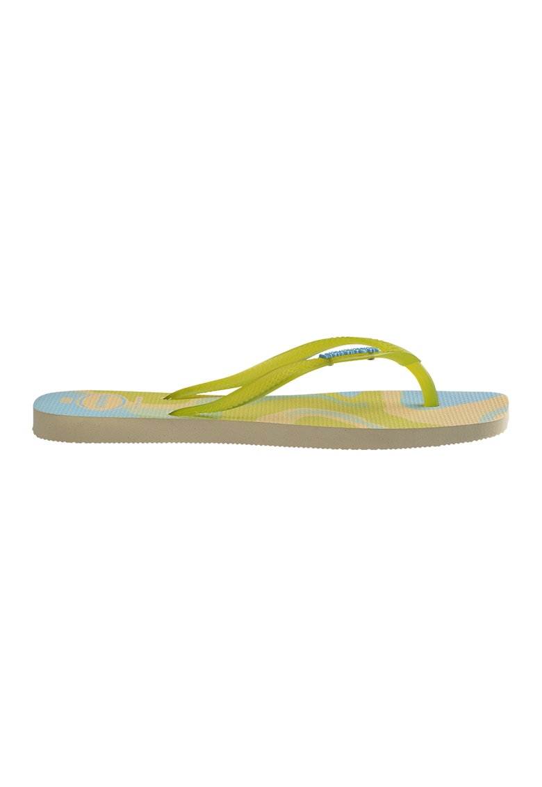 Papuci flip-flop cu detaliu logo - Albastru azur/Verde lime